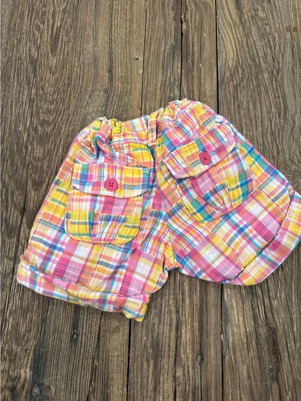 OshKosh B'gosh Pink Yellow Blue Plaid Kids Shorts